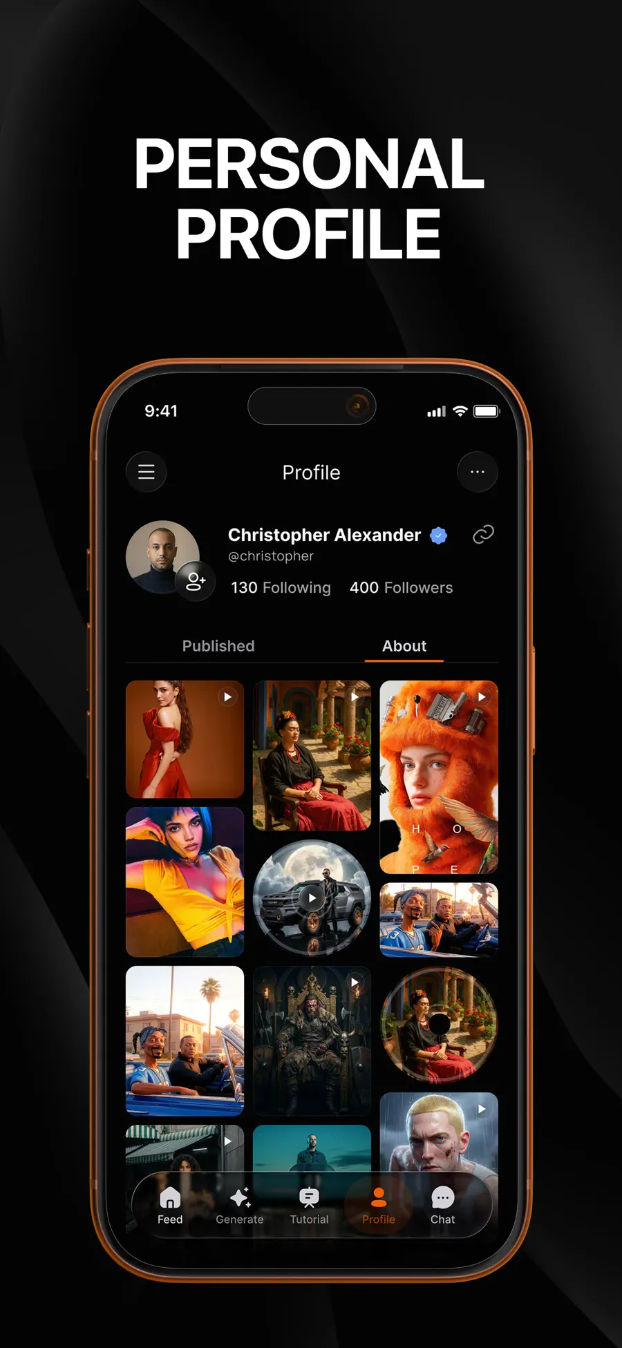 A Flibbo profile grid full of finished creations